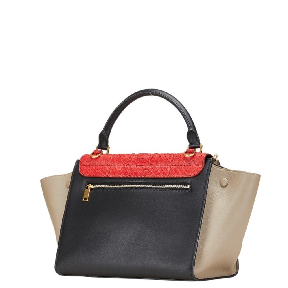 Celine Python Beige Bag Red Leather Black Shoulde… - image 1